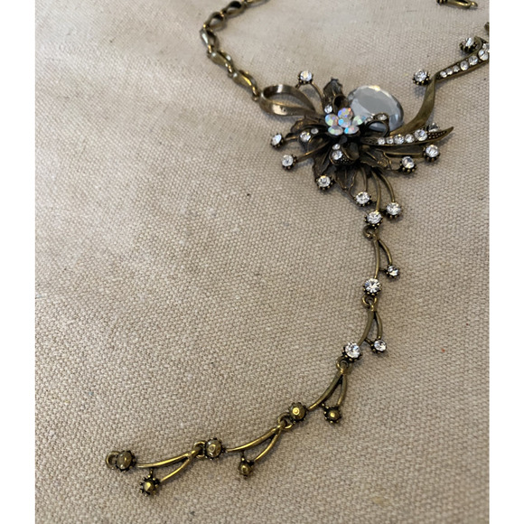 Vtg Flower Pendant Necklace Large Gold Tone Floral Costume Jewelry -Needs Repair - Picture 8 of 11